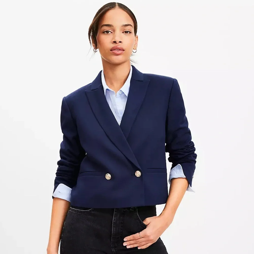LOFT Petite Modern Double Breasted Blazer - Picture 1 of 12